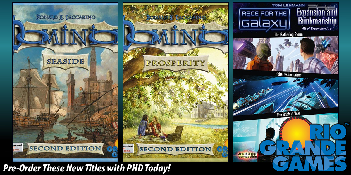 Dominion 2E: Seaside and Prosperity and Race for the Galaxy 2E: Expansion and Brinksmanship — Rio Grande Games