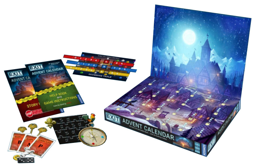 EXIT Advent Calendar The Hunt for the Golden Book components