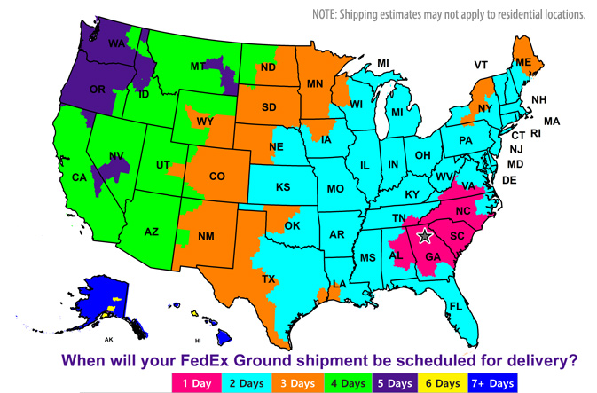 FedEx Shipping Map: Georgia 30024