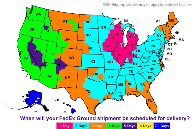 FedEx Shipping Map: Illinois 60004