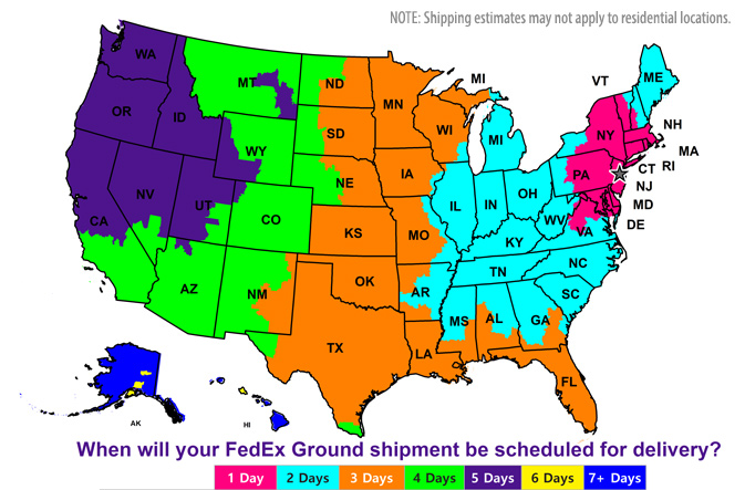 FedEx Shipping Map: New Jersey 08831