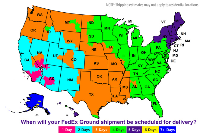 FedEx Shipping Map: Nevada 89118