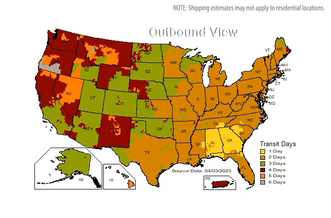 UPS Shipping Map: Georgia 30024