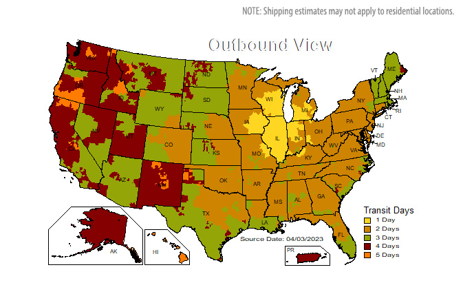 UPS Shipping Map: Illinois 60004