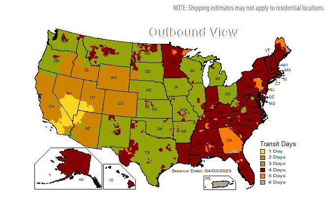 UPS Shipping Map: Nevada 89118