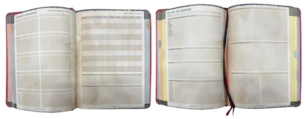 Gamemaster's Journal sample spreads