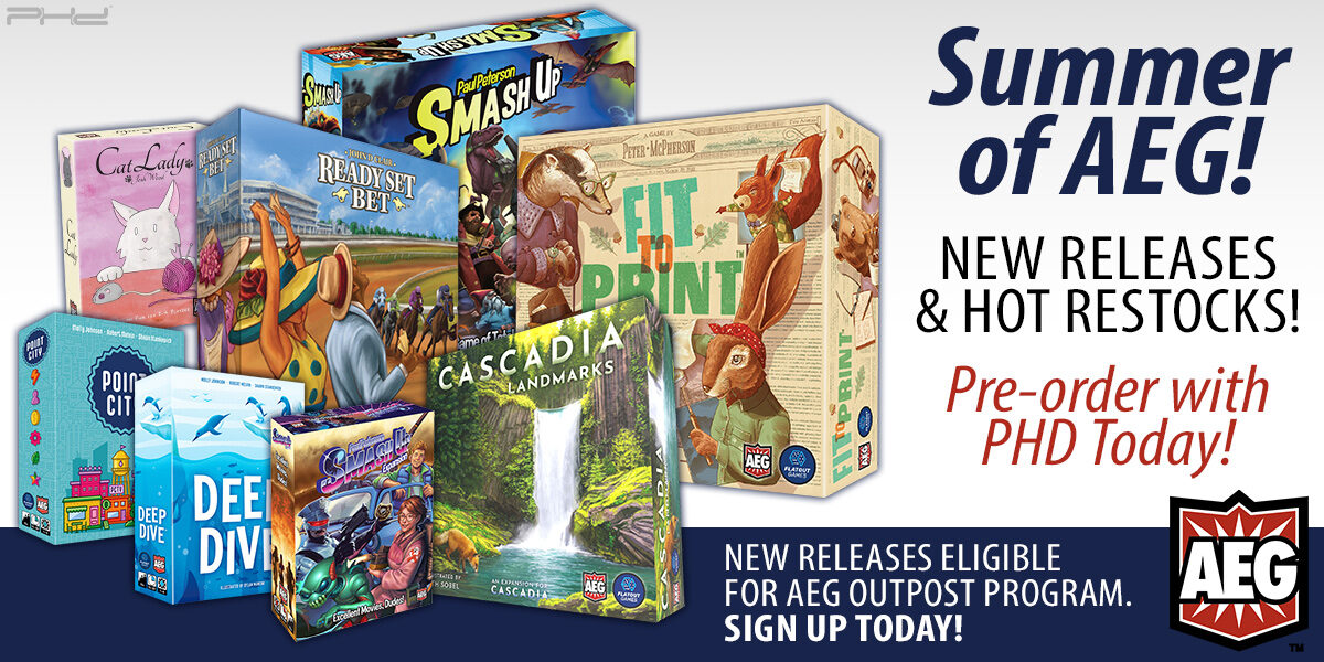 Summer of AEG: Fit to Print, Cascadia: Landmarks, & More New Releases & Restocks