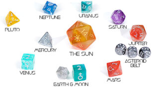 Solar System Dice with labels