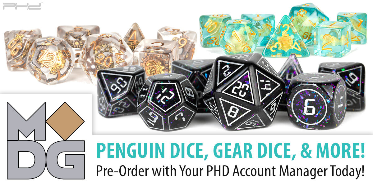 Penguin Dice, Gear Dice, & More — Metallic Dice Games