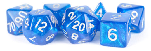 Blue with Silver numbers Stardust dice