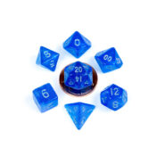 Blue with Silver number mini Stardust dice