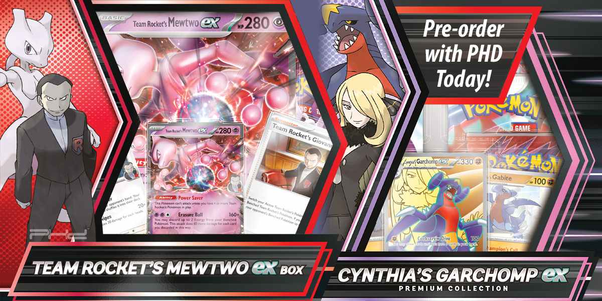 Pokémon TCG: Team Rocket’s Mewtwo ex Box & Cynthia’s Garchomp Ex Premium Collection