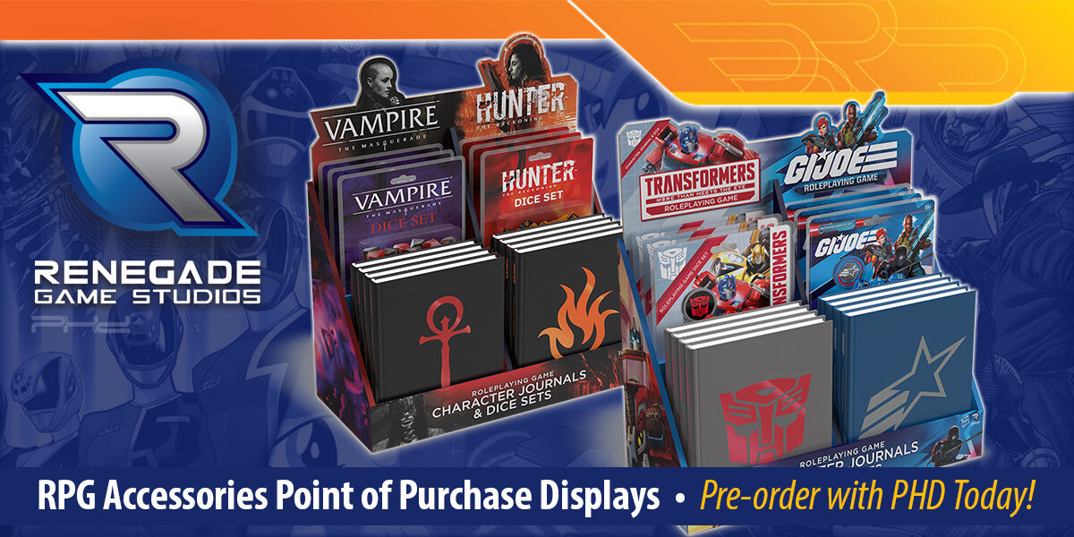 Transformers, G.I. JOE, & World of Darkness RPG Accessories POP Displays — Renegade Game Studios