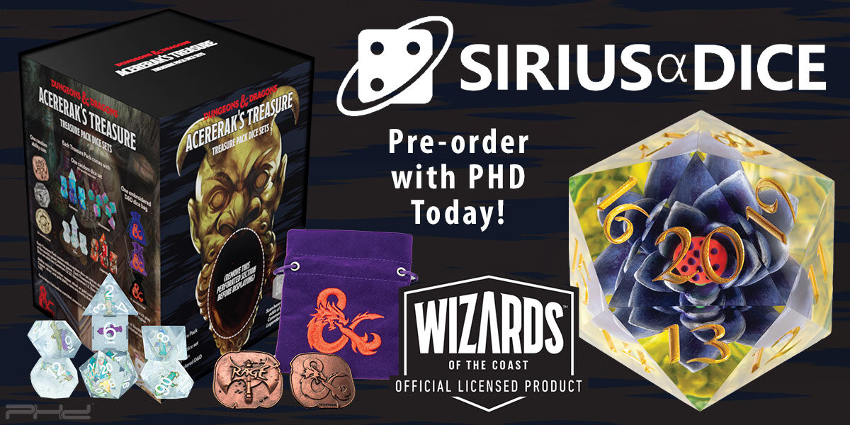D&D Acererak's Treasure Pack Dice Sets & Black Lotus Spindown — Sirius Dice