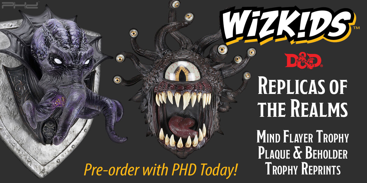 D&D Replicas of the Realms: Mind Flayer Trophy Plaque & Beholder Trophy Figure — WizKids